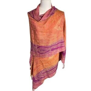 Pink Orange Pashmina Scarf Wrap Women One Size Elegant Quiet‎ Luxury